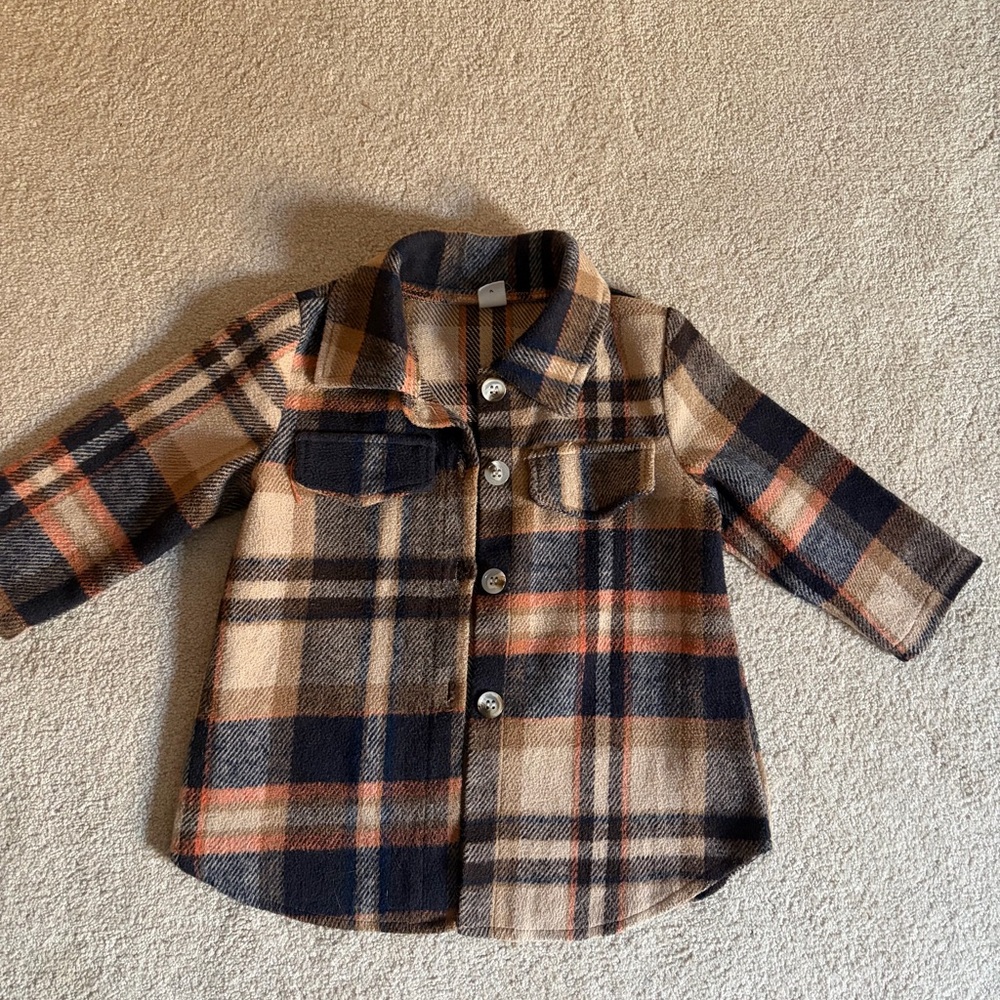 Plaid Toddler Jacket - Tan and blue